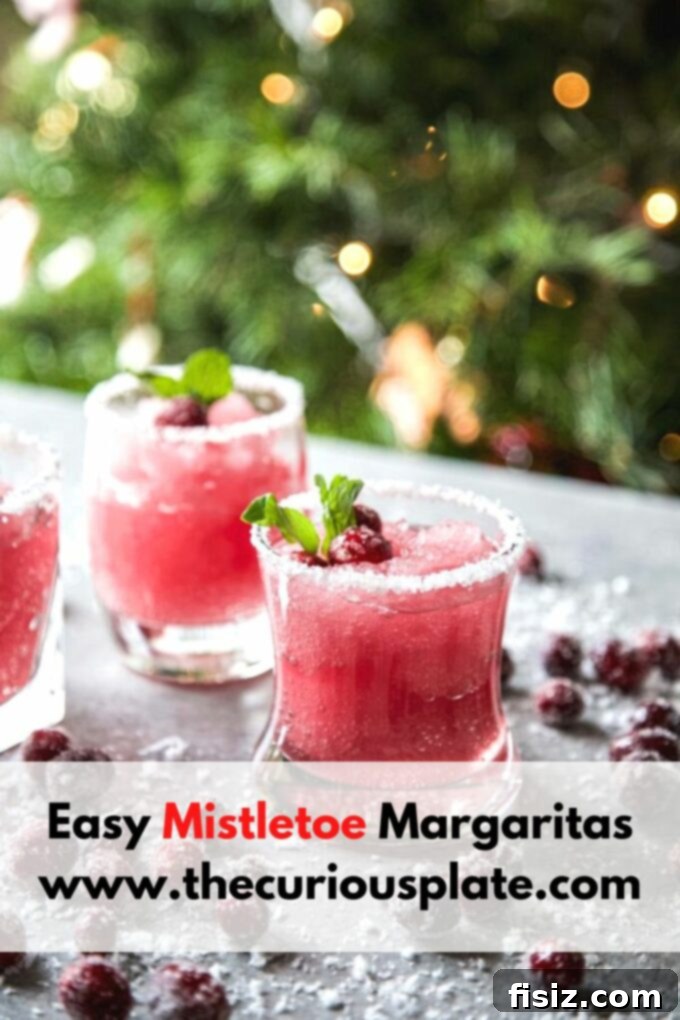 Mistletoe Kiss Margaritas 8 A stunning close-up of a Mistletoe Margarita, showcasing its vibrant color and festive garnishes.