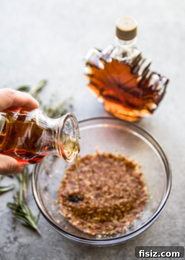 Signature Maple-Mustard Roasted Beef Tenderloin 4 maple mustard glaze mixed in a bowl