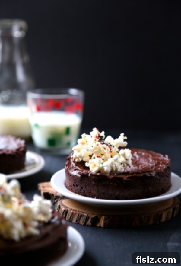 Unwrap Your Best Holiday 8 Mini Chocolate Brownies with Peppermint Frosting & White Chocolate Popcorn, a decadent and festive holiday treat.