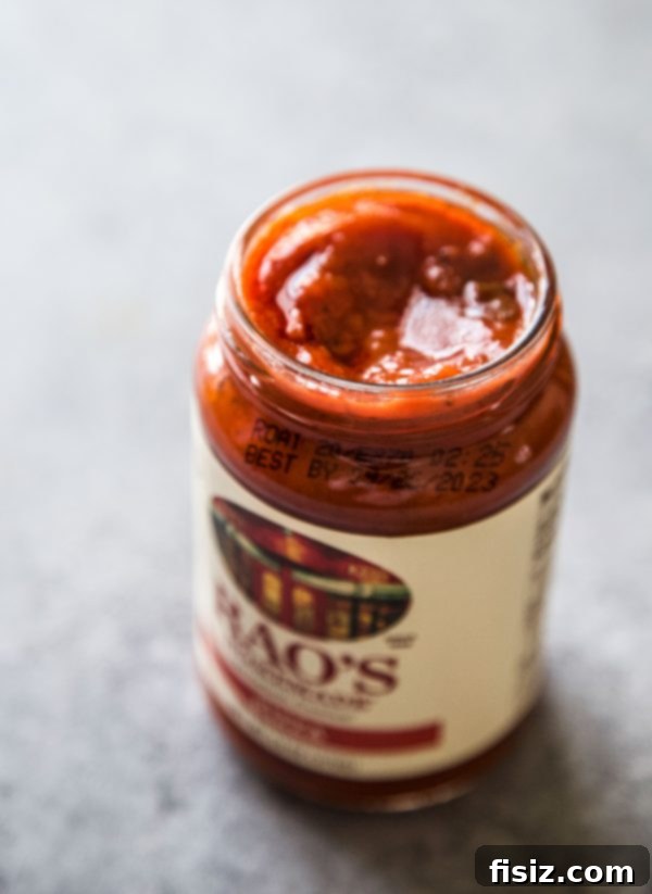 Simple Hot Honey Pepperoni Pizza 6 Jar of Rao's pizza sauce, illustrating quality ingredients