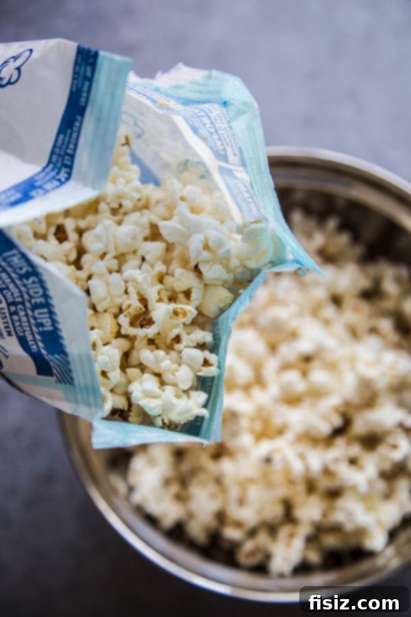 Buffalo Blaze Popcorn 4 Microwave popcorn in a bowl, ready for seasoning