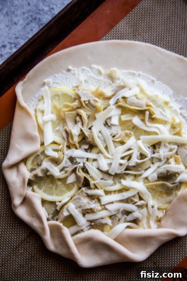 Bright Lemon, Feta and Artichoke Galette 5 Lemon Feta and Artichoke Galette on a table