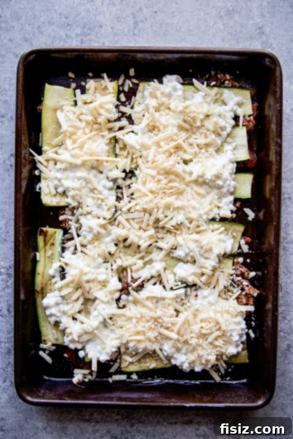 Tex-Mex Zucchini Lasagna 6 Freshly baked Tex-Mex Zucchini Lasagna, golden brown and bubbling