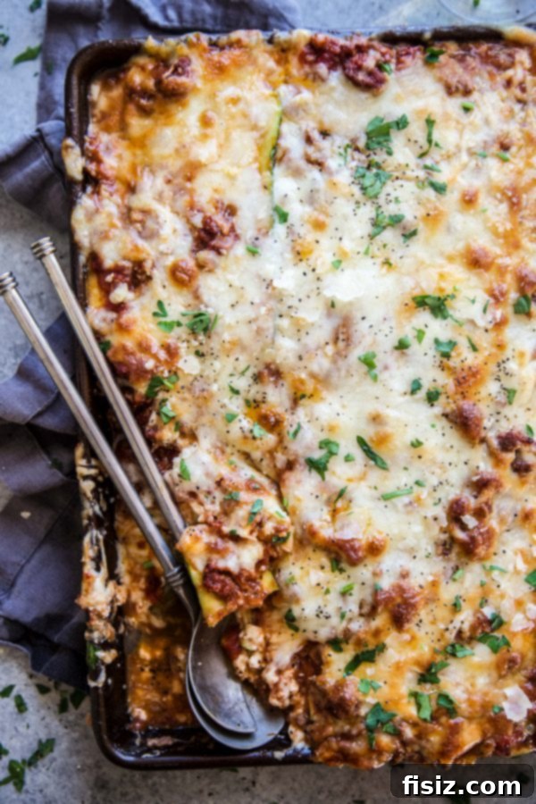 Tex-Mex Zucchini Lasagna 8 The fully cooked Tex-Mex Zucchini Lasagna, sliced and ready to be served