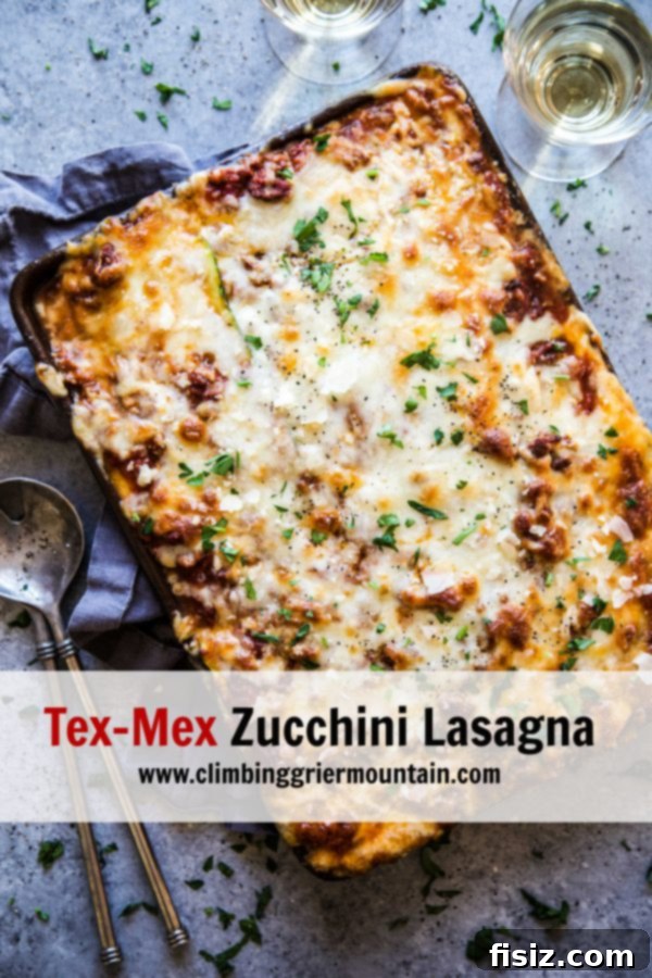 Tex-Mex Zucchini Lasagna 9 A close-up of a single serving of Tex-Mex Zucchini Lasagna on a plate