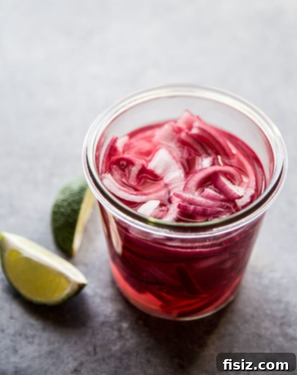 Sesame Beef Tacos with Tangy Pickled Onions 5 pickled onions in a jar