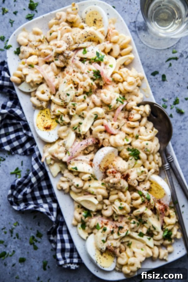 Zesty Deviled Egg Chickpea Pasta Salad 2 Deviled Egg Chickpea Pasta Salad www.climbinggriermountain.com