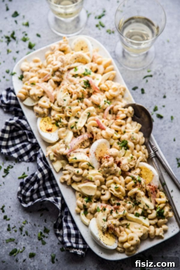 Zesty Deviled Egg Chickpea Pasta Salad 7 www.climbinggriermountain.com