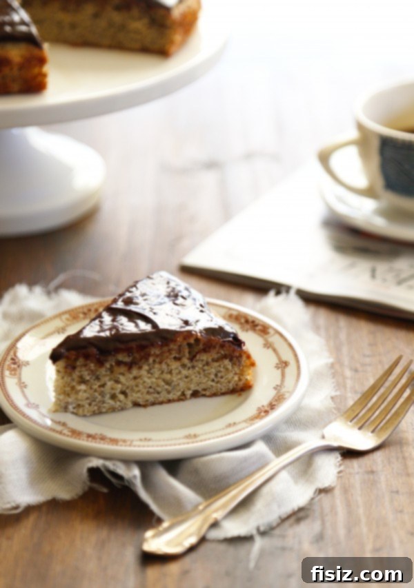May's Creative Kickoff 5 Old School Banana Cake with Chocolate Ginger Ganache, a comforting and sophisticated dessert.