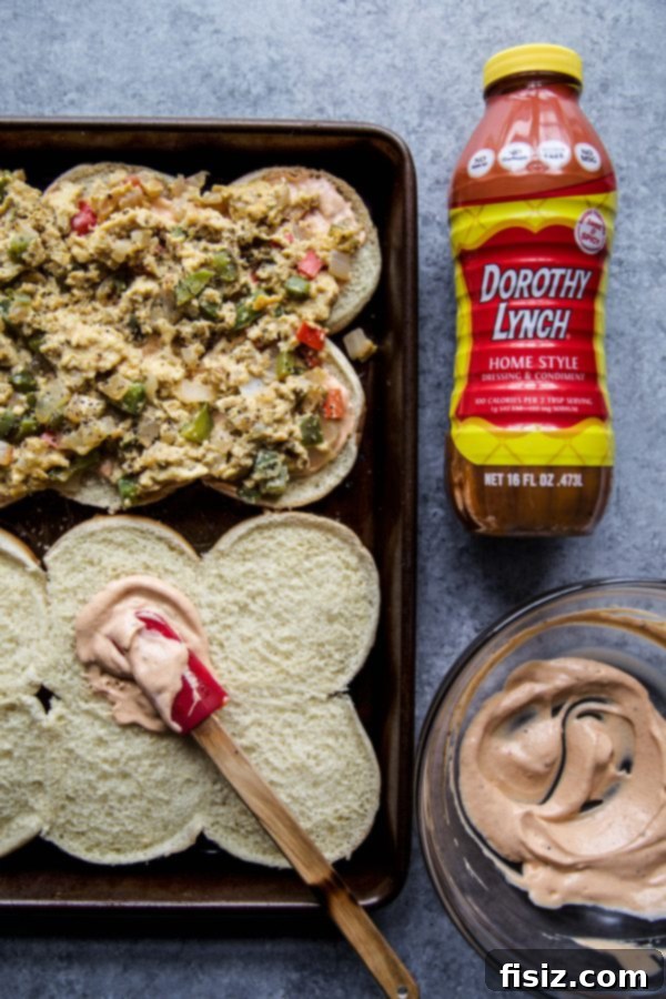Dorothy Lynch Fajita Baked Breakfast Sliders 5 Layering ingredients for Fajita Baked Breakfast Sliders with Dorothy Lynch
