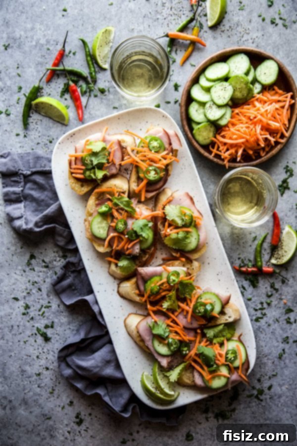 Banh Mi Bruschetta Bites 7 A beautifully presented platter of Banh Mi Bruschetta.