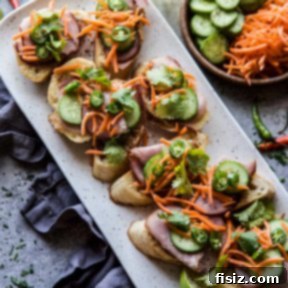 Easy Banh Mi Bruschetta on a white plate.