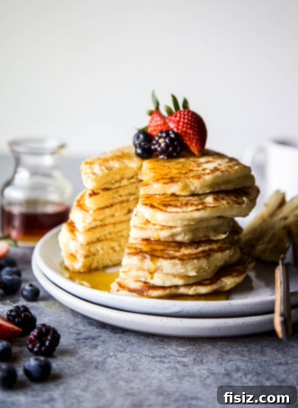 Cloud-Like Soufflé Pancakes with Fresh Berries 6 A stack of perfectly frozen pancakes, ready for storage or reheating