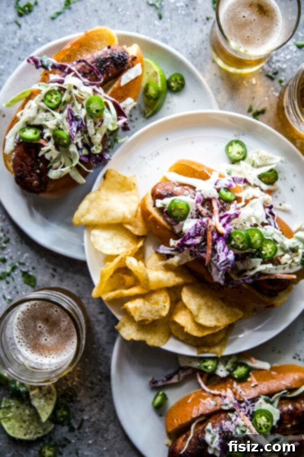 Southwestern Smoked Sausage with Tangy Cilantro Slaw 6 Tex-Mex Smoked Brats with Cilantro Slaw www.climbinggriermountain.com