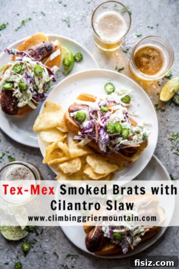 Southwestern Smoked Sausage with Tangy Cilantro Slaw 8 Tex-Mex Smoked Brats with Cilantro Slaw www.climbinggriermountain.com