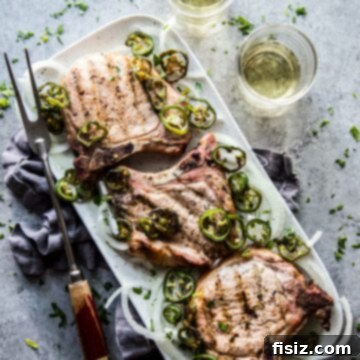 Jalapeno-Marinated Grilled Pork Chops, ready to serve.