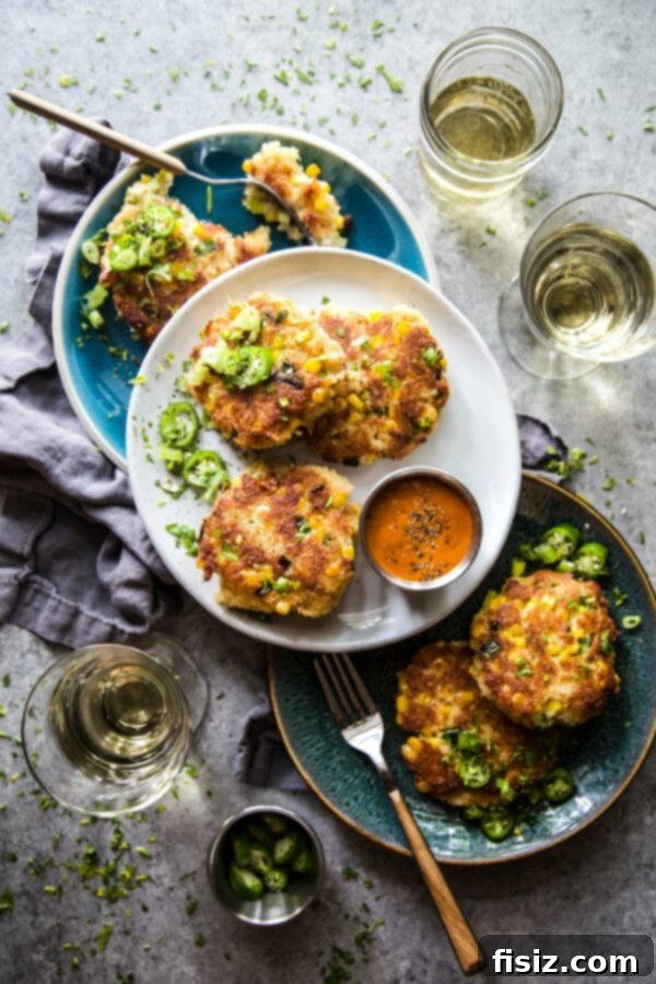 Jalapeno Popper Inspired Crab Cakes 6 Plated Jalapeno Popper Crab Cakes with fresh garnishes