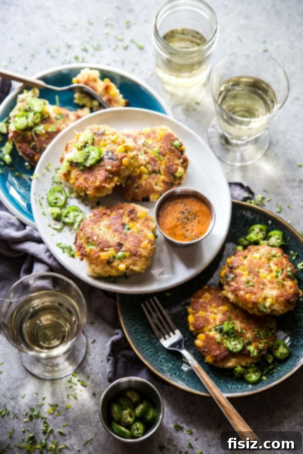 Jalapeno Popper Inspired Crab Cakes 7 A serving of Jalapeno Popper Crab Cakes with a side dish