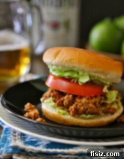 Fiesta Turkey Burger with Zesty Avocado Crema 2 A perfectly cooked Turkey Taco Burger with Avocado Crema.