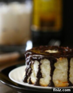 Mini Angel Food Cakes with White Russian Glaze ready to serve