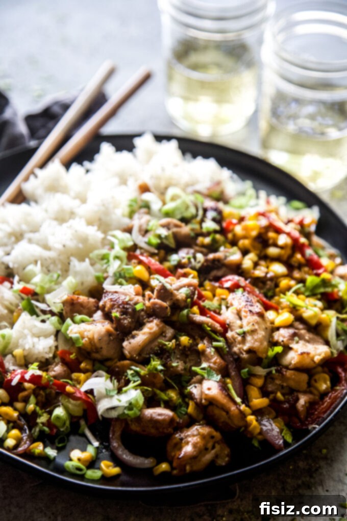 Speedy and Savory Chicken Corn Stir-Fry 3 Close-up of Easy Chicken & Corn Stir-Fry, showcasing tender chicken and vibrant corn kernels