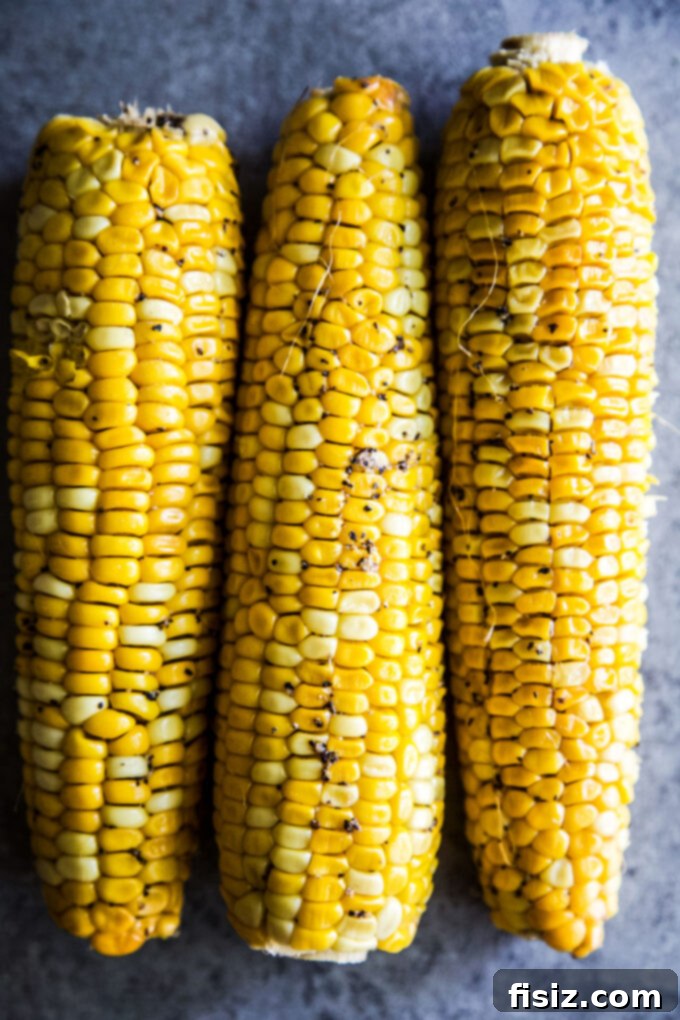 Speedy and Savory Chicken Corn Stir-Fry 4 Close-up of freshly grilled corn on the cob, kernels ready for culinary use