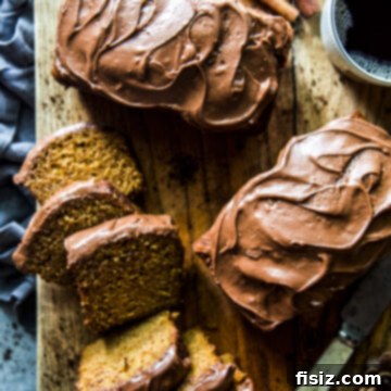 Decadent Chocolate Pumpkin Loaf 6 Chocolate Frosted Pumpkin Bread, a delicious dessert from The Curious Plate.