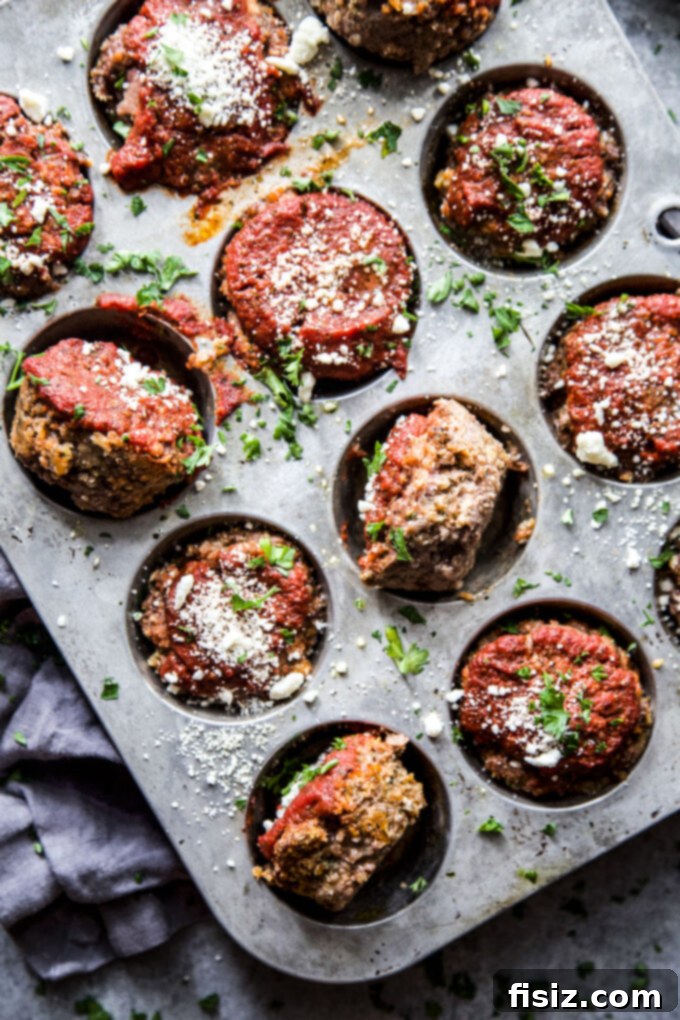 Spiced Beef & Feta Meatloaf Muffins 3 Close-up of freshly baked Spiced Beef Meatloaf Muffins with Feta, ready to serve.