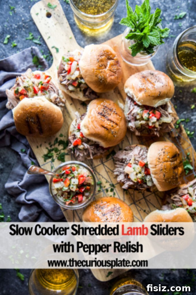 Succulent Slow Cooker Lamb Sliders & Tangy Pepper Relish 10 slow cooker shredded lamb sliders with pepper relish