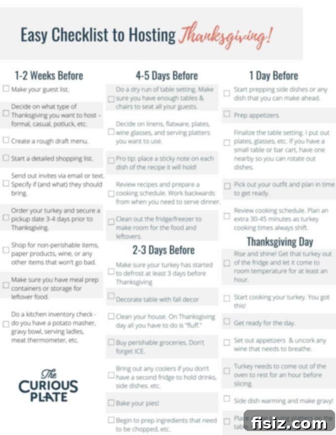 Stress Free Thanksgiving Hosting Your Free Printable Checklist 4 Thanksgiving planning tips for hosts and holiday preparation