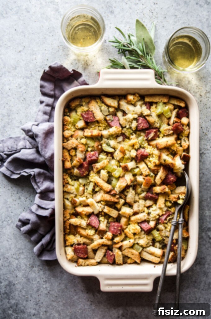 Savory Salami Cornbread Stuffing 7 Beautifully presented Easy Cornbread Stuffing with Salami for holiday gathering