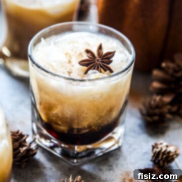 Pumpkin White Russian cocktail garnished with cinnamon.