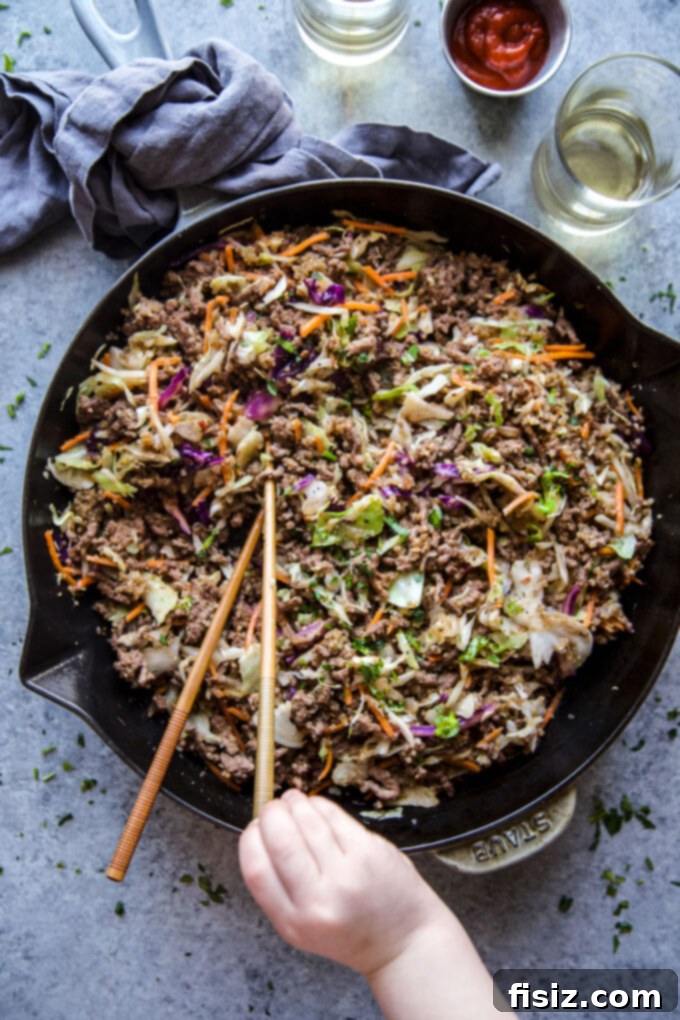 Easy One-Pan Egg Roll Skillet 7 Unstuffed Egg Roll Skillet ready to be served
