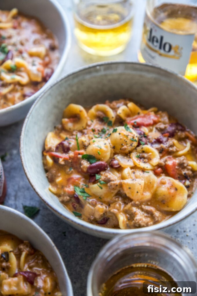 Irresistible One-Pot Chili Mac and Cheese 3 Delicious One-Pot Chili Mac & Cheese ready to be served