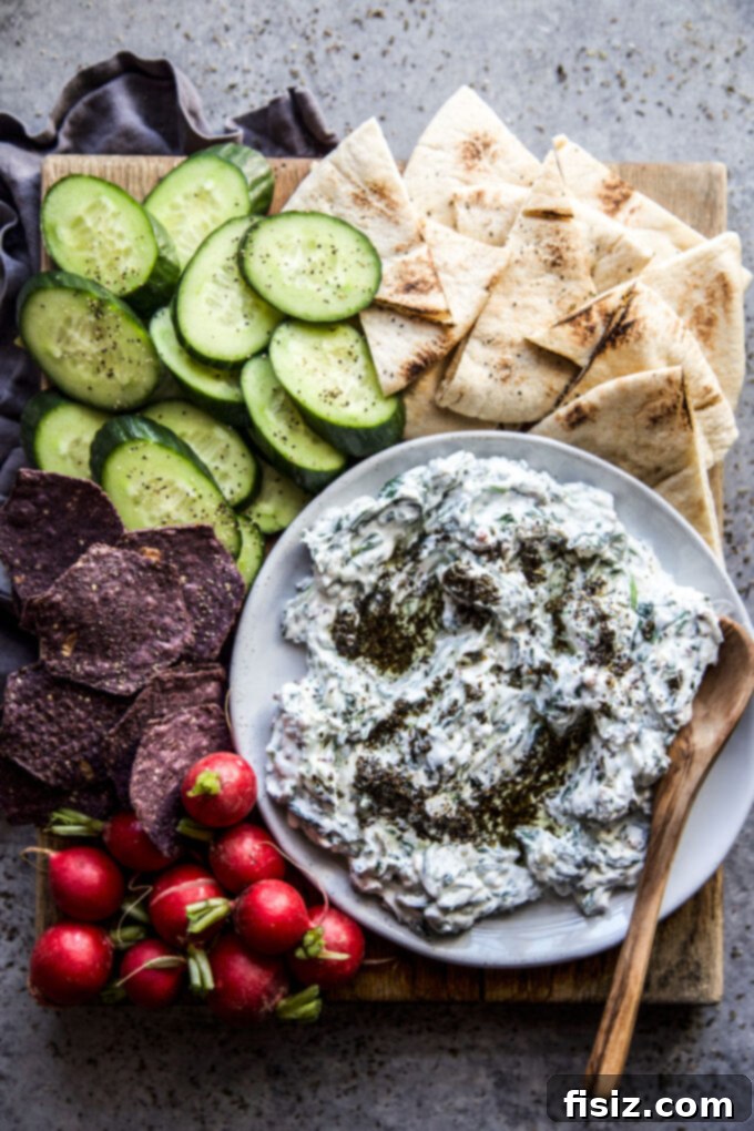 Minty Spinach Yogurt Dip 2 Spinach-Yogurt Dip with Fried Mint