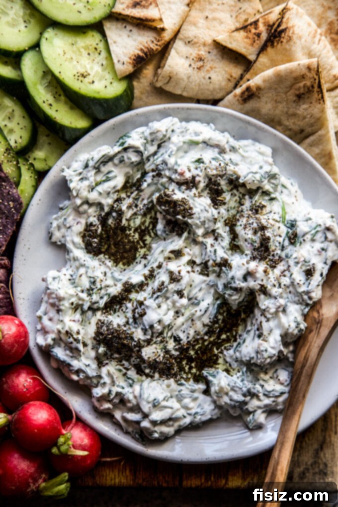 Minty Spinach Yogurt Dip 7 Spinach-Yogurt Dip with Fried Mint
