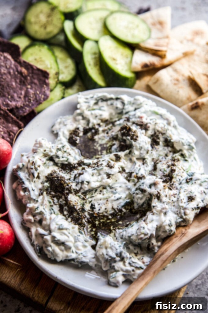 Minty Spinach Yogurt Dip 8 Spinach-Yogurt Dip with Fried Mint