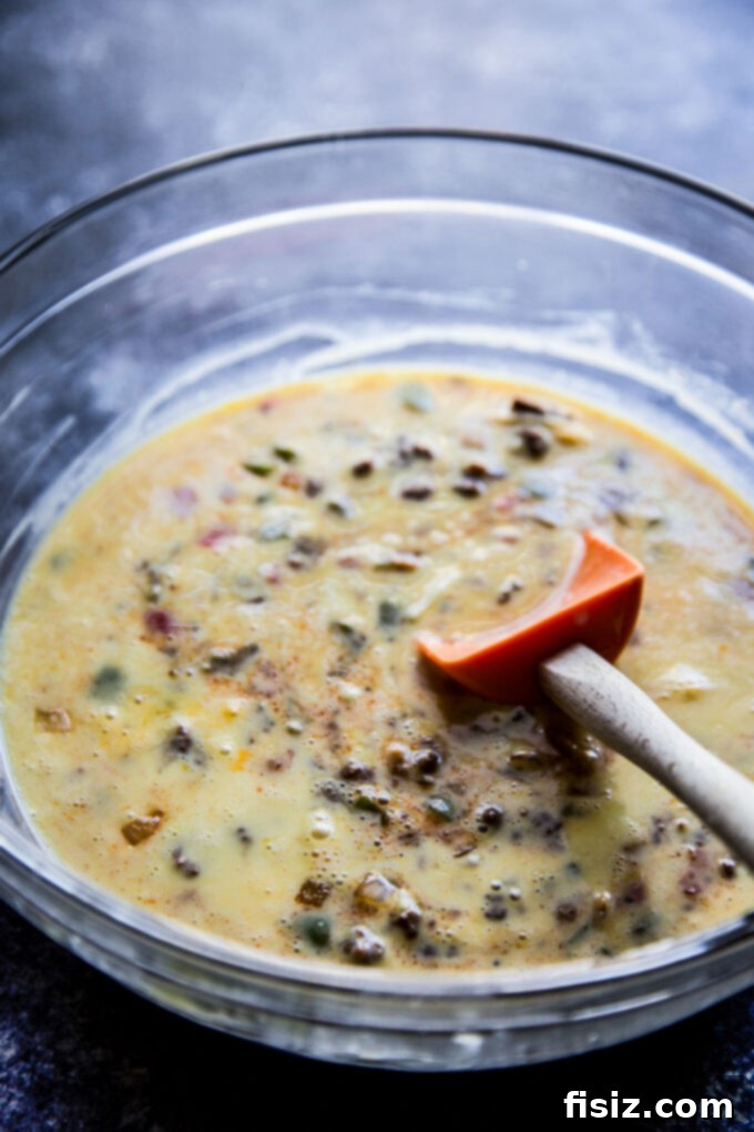 Tex-Mex Egg Bake 5 quiche mixture