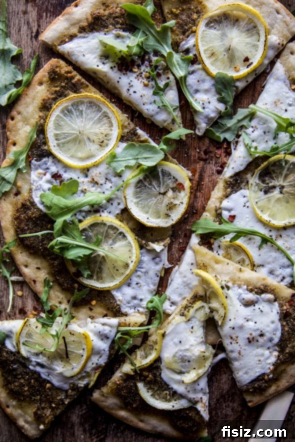 Arugula and Meyer Lemon Pizza with Cauliflower Crust, a light and zesty January meal