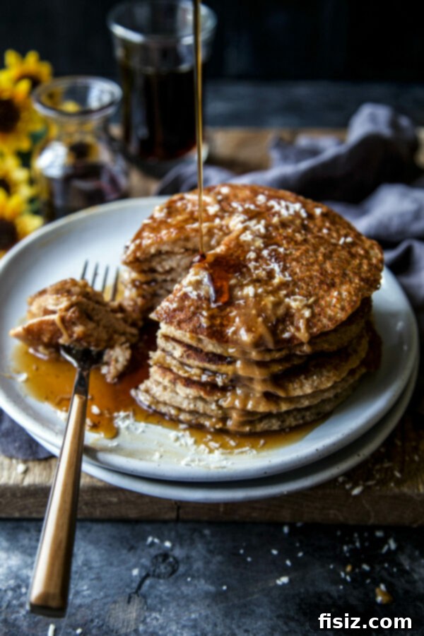 Whip Up Romance: Effortless Valentine's Dinner at Home 4 Banana Coconut Blender Pancakes with Peanut Butter Maple Syrup