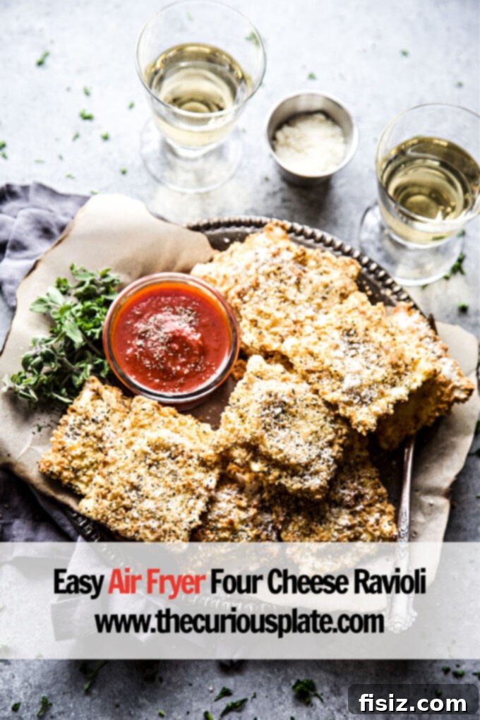 Air Fryer Four Cheese Ravioli Made Easy 11 Easy Air Fryer Four Cheese Ravioli garnished with fresh herbs