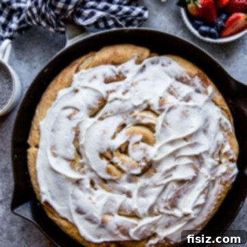 Giant Skillet Cinnamon Roll 10 Delicious Giant Skillet Cinnamon Roll with thick vanilla frosting