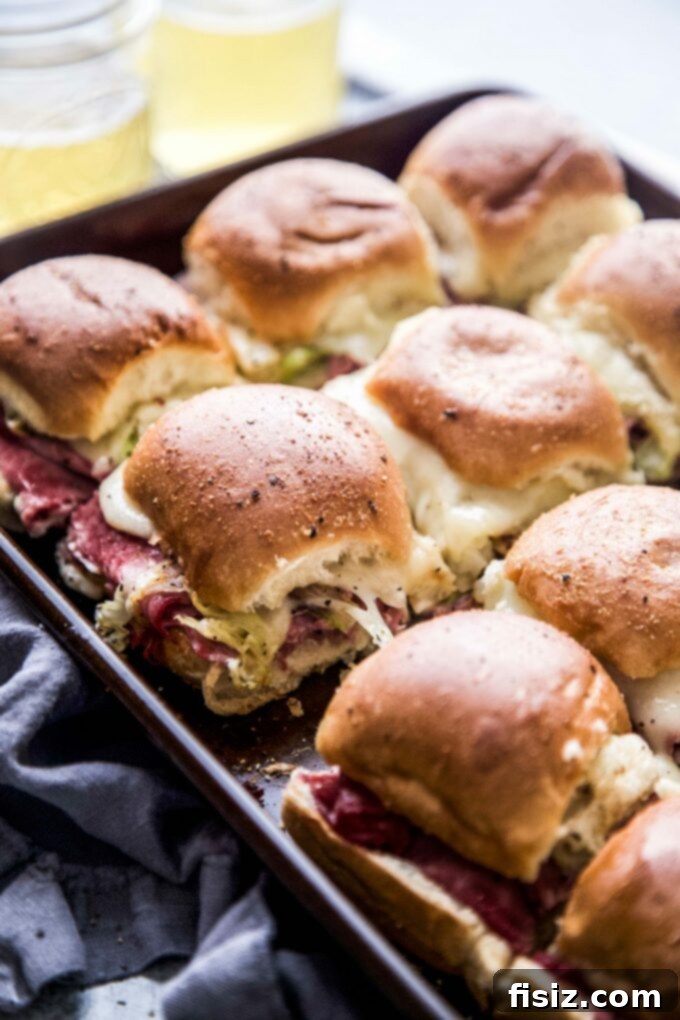 Sheet pan corned beef sliders, an easy and delicious snack for March Madness or St. Patrick's Day