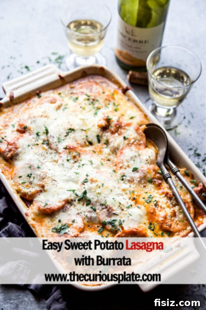Simple Sweet Potato Lasagna with Creamy Burrata 13 Final plated Easy Sweet Potato Lasagna with Burrata