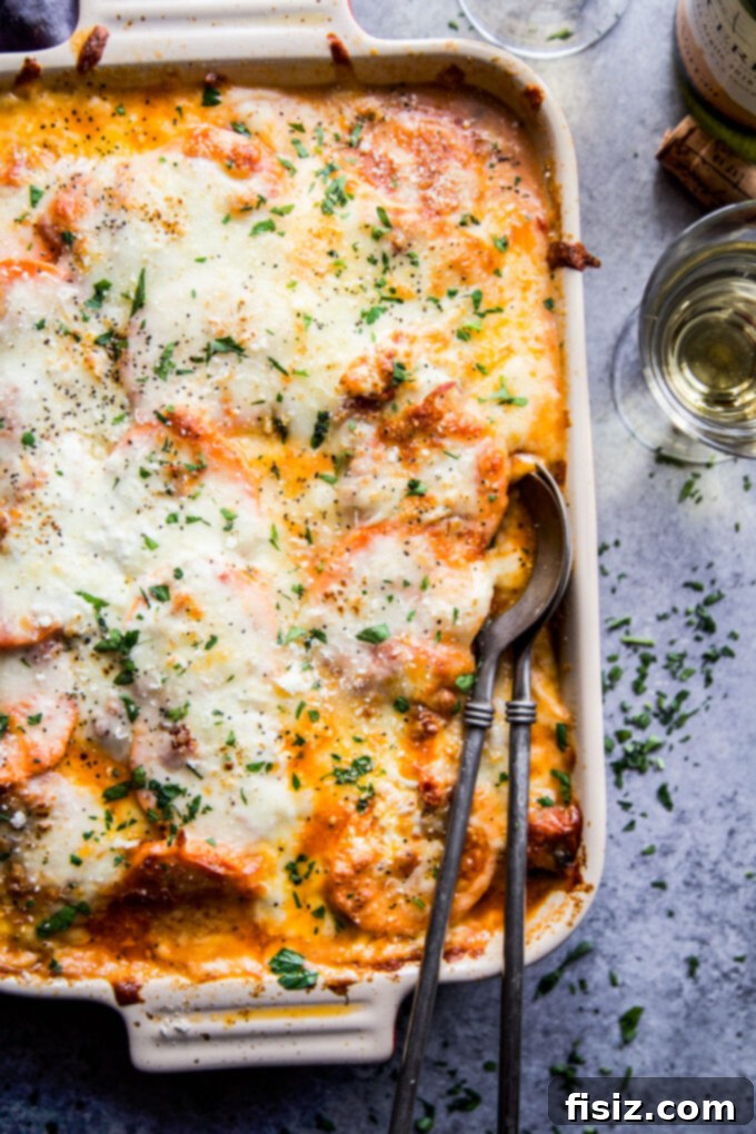 Simple Sweet Potato Lasagna with Creamy Burrata 3 Close-up of Easy Sweet Potato Lasagna with Burrata