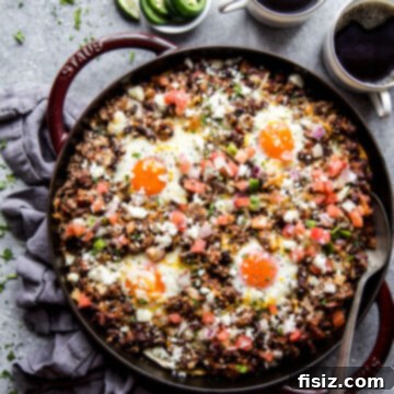 Savory Ground Lamb Huevos Rancheros Skillet 10 Skillet Huevos Rancheros with Ground Lamb www.thecuriousplate.com