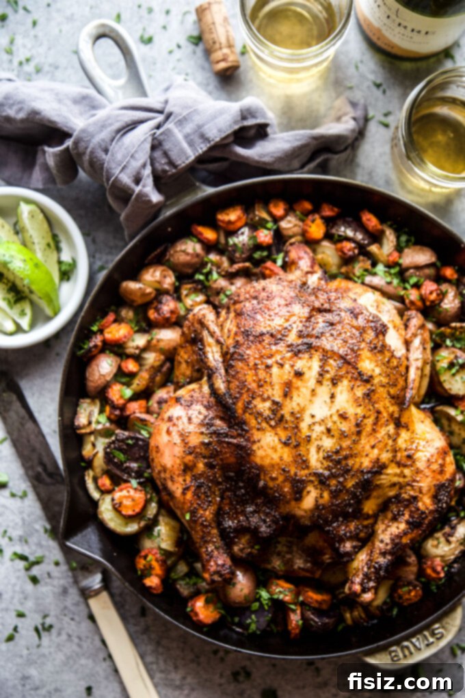 One-Skillet Mexican Chicken with roasted vegetables