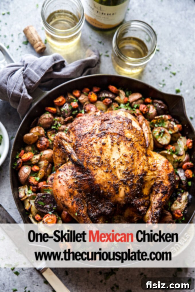 Beautifully roasted One-Skillet Mexican Chicken ready to serve
