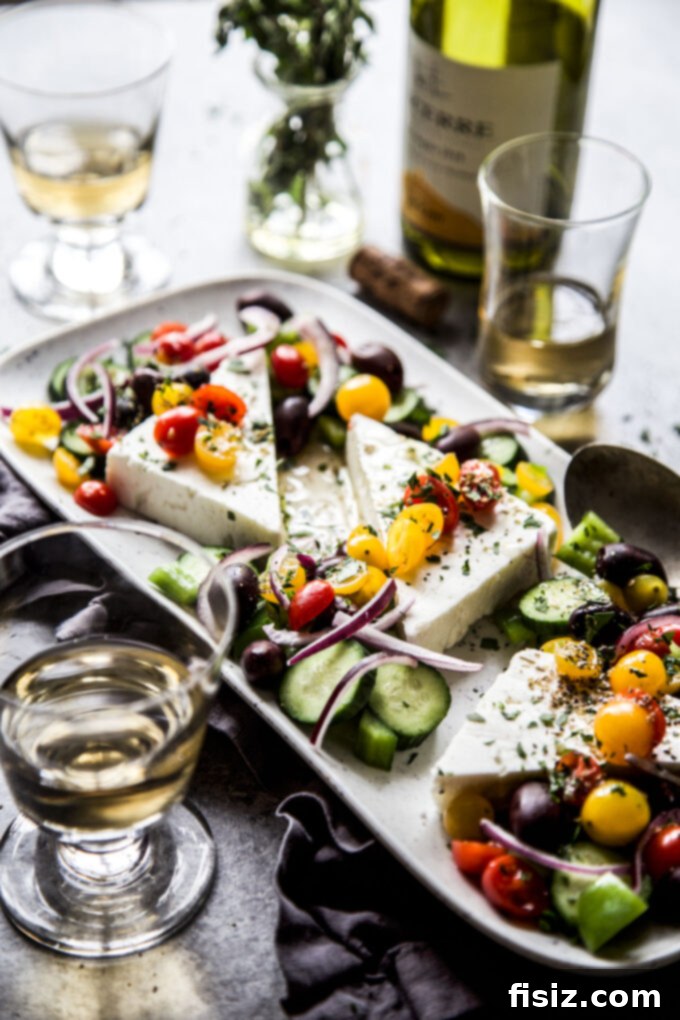 Fresh 15-Minute Greek Feta Salad 2 Vibrant 15-Minute Greek Feta Salad with fresh vegetables and creamy feta