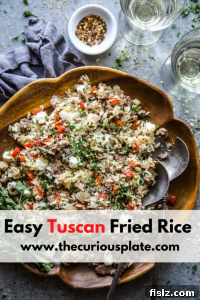 Quick Tuscan Fried Rice 19 A final, close-up shot of the Easy Tuscan Fried Rice in a serving bowl, ready to be enjoyed.